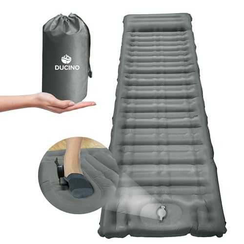 DUCINO Inflatable Sleeping Mat, 12cm Sleeping Pad for Camping, an upgraded sleeping pad with Built in Foot Pump, Suitable for Mountaineering, Beach, Hiking, Camping, and Fishing（GREY）