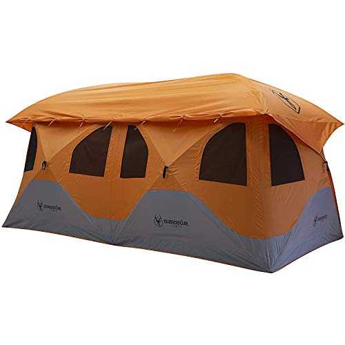 Gazelle Tents™, T8 Hub Tent, Easy 90 Second Set-Up, Waterproof, UV Resistant, Removable Floor, Ample Storage Options, 8-Person, Sunset Orange, 78" x 94" x 165", GT800SS