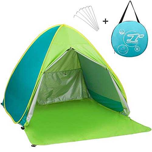 kingkindsun New With Zipper Door Pop Up Portable Beach Tent Outdoor Anti UV Beach Shade Tent Sun Shelter, Automatic Instant Family Cabana for Camping Beach Fishing Garden