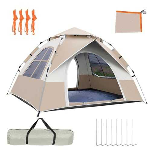 Pop Up Tent, Lightweight Instant 2 Man Tent UV Protection for 2 Mesh Doors 2 Windows, 4 Season Waterproof & Windproof Compact Camping Tent with Skylight Cover, Suitable for Hiking, Outdoor