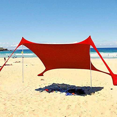 Beach Canopy Sun Shade - Beach Tent Portable Sun Shelter Beach Camping Canopy for 6-8 People, SunShade Awning for Beach Camping Fishing Backyard Picnics, 210x150x170cm