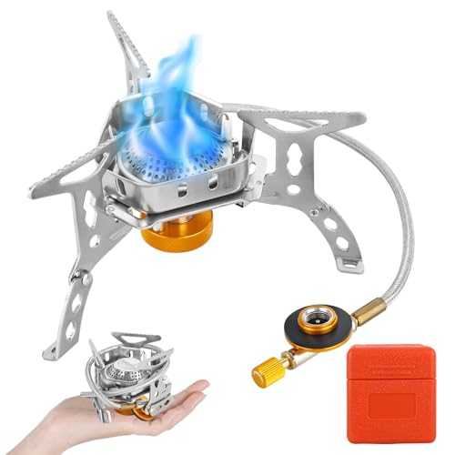 XTDMJ Camping Stove Gas Portable, Windproof and Portable Gas Stove Camping, Featuring 3800W Burner with Piezo Ignition, Adapters, and Converters for Outdoor BBQ Cooking Fishing Hiking Picnics