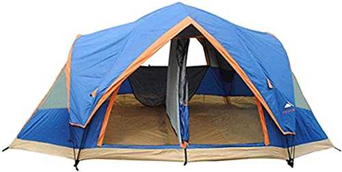 Tent， Camping Family Tent Easy Set Up Camping Tent Lightweight Tent Waterproof Two Doors,Hiking and Mountain Travel Color : Blue, Size : 410x205x155cm