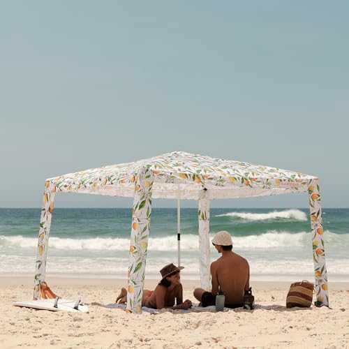 CoolCabanas Beach Cool Cabana Canopy Sun Shade Shelter Tent - 8' x 8' or 6'6" x 6'6", Easy to Setup, Folds to just 3'5", Perfect for Family Beach and Backyard, UPF 50+, The Original and The Best