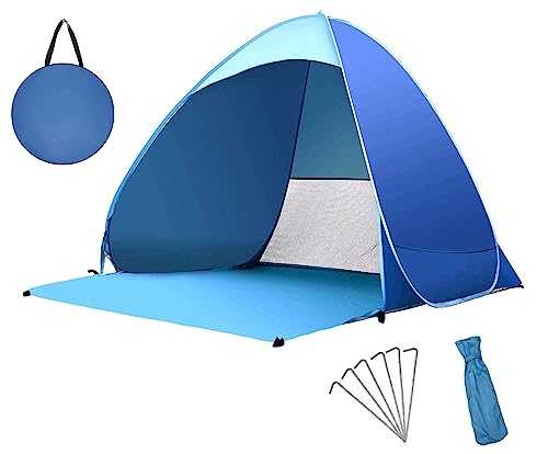 Teenza Pop-Up Beach Tent, Instant Outdoor Beach Tent, Portable Automatic Waterproof Shade Tent, Easy to Install, Suitable for Family Picnic Camping (Blue)