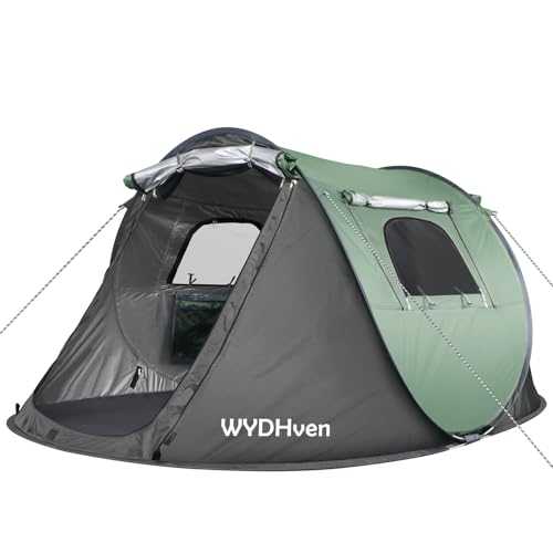 WYDHven Pop Up Tents for Camping, 2/3/4 Person Camping Tent with Extra Storage, UV Protection Waterproof Tent Fully Taped Seams, 2 Doors Easy Pop Up Tent for Camping, Hiking and Traveling