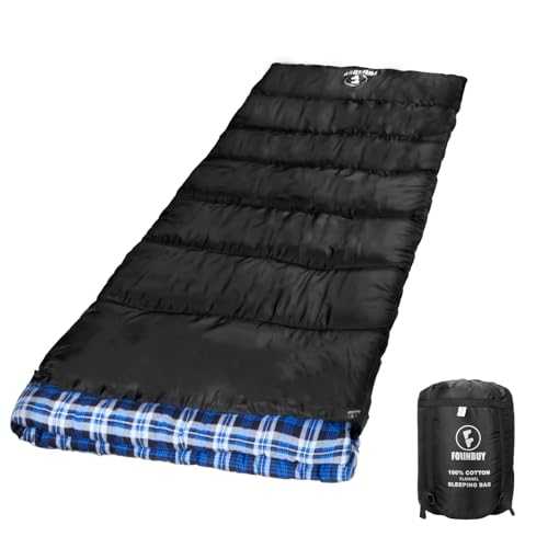 FORINBUY Cotton Flannel Sleeping Bag for Adults, XL 3-4 Seasons Waterproof Warm Envelope Sleeping Bag,Cold Weather Sleeping Bags for Outdoor Camping