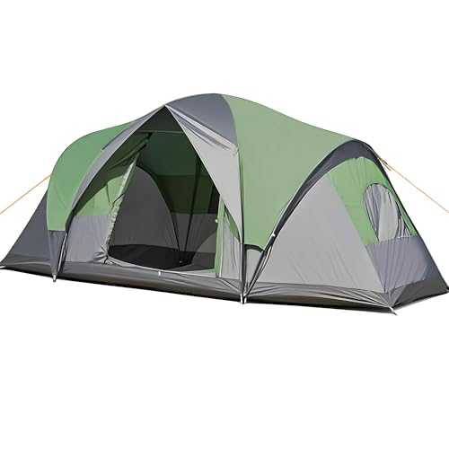 Fujampe Camping Tent 10 Person, Waterproof Family Tents for Camping, Music Festival Tent, Big Tent with 5 Large Mesh Windows, Double Layer, 2 Room, Weather Resistant
