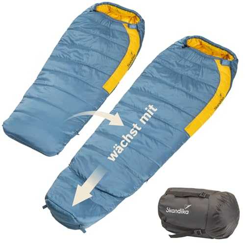 Skandika Gjora Junior Sleeping Bag for Children, 3-4 Seasons, Nylon Ripstop, Compact, Grows with Your Child, Pack Bag, Outdoor and Indoor Children's Sleeping Bag, Camping, Hiking