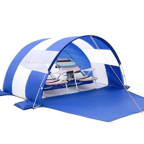 Tengou Large Portable Beach Tent, Beach Shade for 4-6 People, Easy Setup Sun Shelter Canopy, Person with UPF 50+ UV Protection, Portable Beach Shade Tent