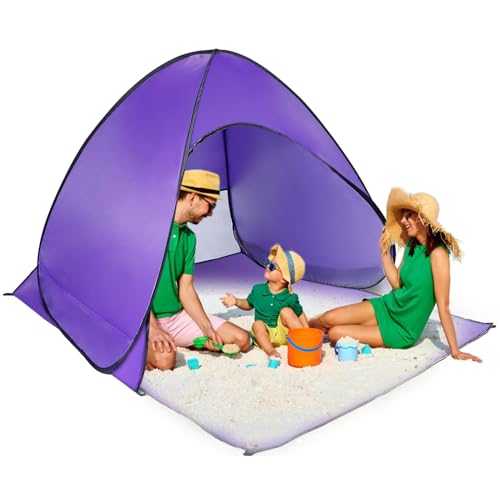 Beach Tent Pop Up Beach Tent Sun Shade Shelter Anti-UV Automatic Waterproof Tent Canopy for 2-3 Person w/Net Window Storage Bag for Outdoor Beach Camping Fishing Park