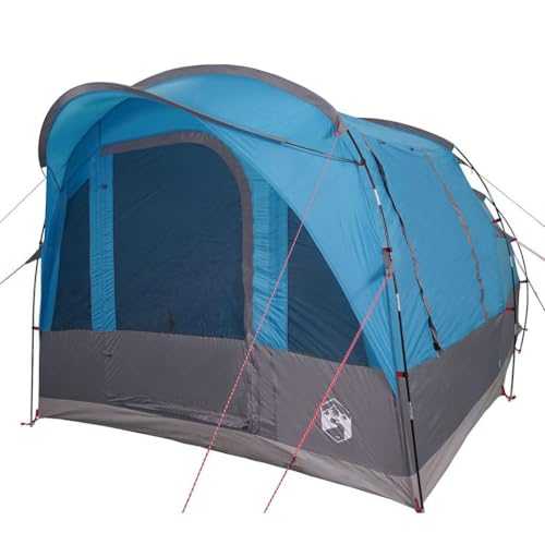 vidaXL Camping Tunnel Tent for 3 - Blue Waterproof Fibreglass-Poled Shelter with Detachable Rainfly and Mosquito Mesh