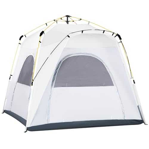 Outsunny 4 Person Automatic Camping Tent, Outdoor Pop Up Tent, Portable Backpacking Dome Shelter