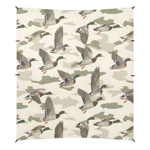 Camping Sun Shelters Wild Duck on Camouflage Background Beach Canopy 126 * 110.2in