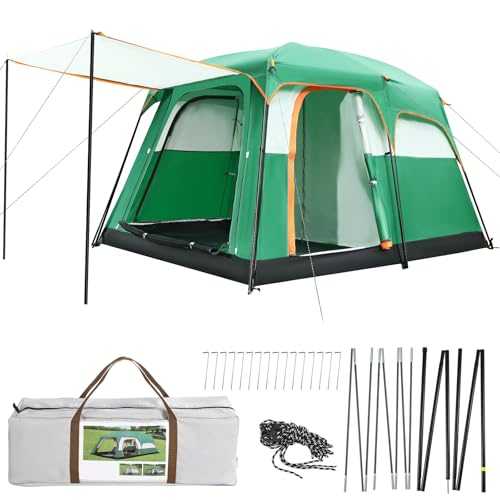 Camping Tent 6 Person - Waterproof Windproof Family Tent with Top Rainfly, 2 Large Mesh Windows, Double Layer, Easy Set Up, Portable with Carry Bag
