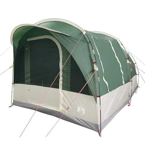 vidaXL Green Tunnel Camping Tent - Waterproof 3-Person Outdoor Shelter with Easy Setup, Detachable Rainfly, Breathable Mesh for Ventilation, and Spacious Interior