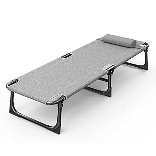 WXQZHF Folding bed Folding Bed Household Simple Folding Bed Camping Portable Metal Guest Bed Luxury Office Lunch Break Beach Bed Portable Fold Up Bed Portable Folding Camping Cot(Gris)