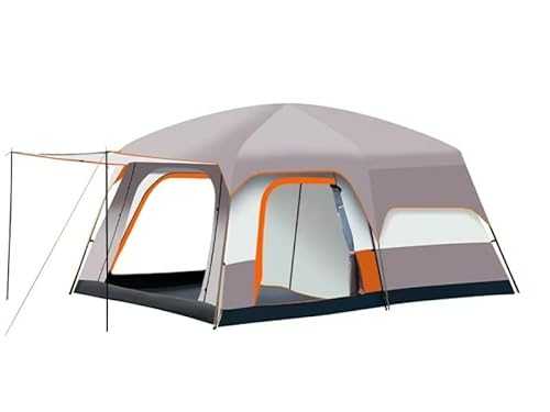 Spacious Family Camping Tent, 2 Bedrooms and 1 Outdoor Lounge, 8 to 12 People, Easy Setup, 4 Seasons, Hiking