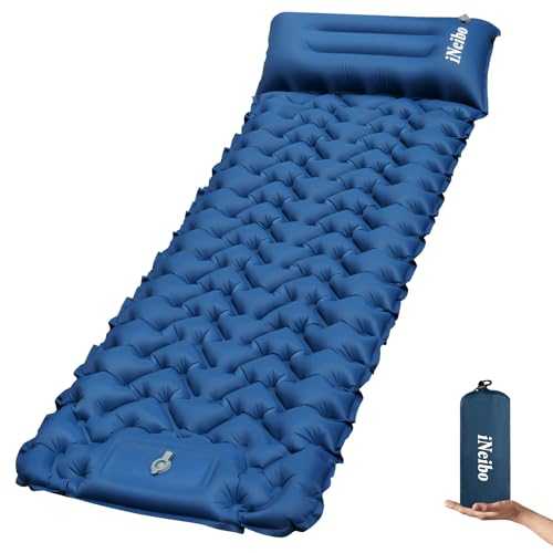 iNeibo Sleeping Pad, Inflatable Sleeping Mat with Bulit-in Foot Pump Pillow, Compact Waterproof Camping Air Mattress for Outdoor Camping, Backpacking, Hiking, Traveling