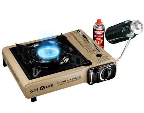 Gas ONE Propane or Butane Stove GS-3400P Dual Fuel Portable Camping and Backpacking Gas Stove Burner with Carrying Case Great for Emergency Preparedness Kit (Gold)