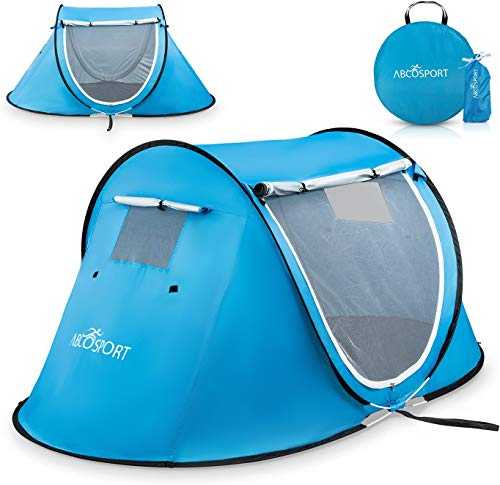 Pop-up Tent and Automatic Instant Portable Cabana Beach, Tent Pop Up Shade Tent - Suitable for 2 People - 2 Doors - Water-Resistant, UV Protection Sun Shelter with Carrying Bag (Sky Blue)