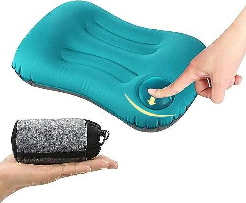Buding Ultralight Inflating Pillow, Camping & Beach Travel Pillow, Ergonomic Neck & Lumbar Support, Blue, 42cm x 31cm x 10cm