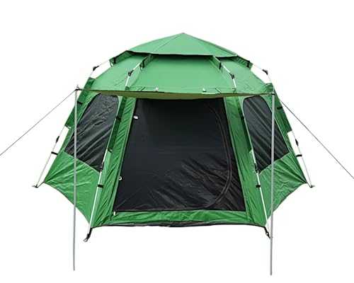 POCO DIVO Olive Instant Camping Tent, 4/5/6 People Automatic Hexagon Dome, Pop-up Windproof Family Trip Camp, Backpacking Easy Setup Canopy, Hiking Mountaineering Hut, Waterproof UV-Resistant Shelter