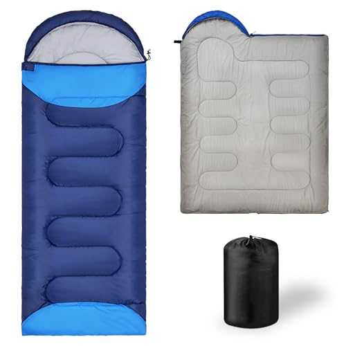 Sleeping Bag for Adults, 3-4 Seasons Single Sleeping Bag& Blanket 1.35kg Lightweight Waterproof Warm Outdoor Bedding for Camping, Hiking, Backpacking, Music Festival, with Carry Bag