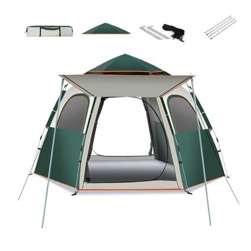 VoOqo Camping Tent Large Tent,Family Camping Tent,Outdoor Camping,TentWaterproof Windproof with 2 Mesh Doors,4 Mesh Windows,Roof Skylights,Suitable for 4-5 People,Beach Fishing,Hiking and Camping