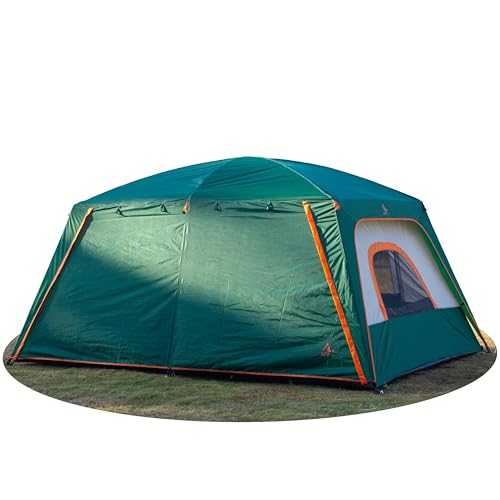 KTT Extra Large Tent 8-10 Person,Family Cabin Tents,2 Rooms,3 Doors and 3 Windows with Mesh,Straight Wall,Waterproof,Double Layer,Big Tents for Outdoor,Picnic,Camping,Family Gathering