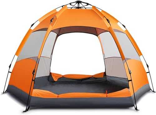 Camping Tent,Portable Automatic Pop Up Hexagon Dome With Canopy Porch Windproof, Waterproof For Outdoor,Garden,Hiking,Beach