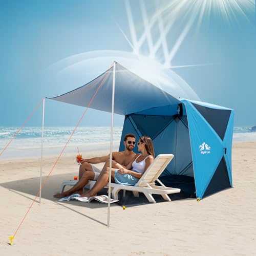 Night Cat Pop Up Beach Tent: Beach Shade Sun Shelter for 3 4 Person Family Picnic Hiking Camping UPF50+ UV Protection