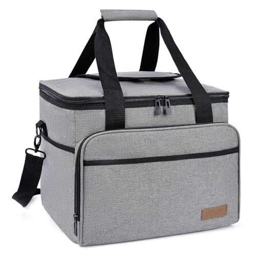 ALLCAMP OUTDOOR GEAR 30L Foldable Cooler Bag 4 Person Insulated Picnic Basket Cool Hamper Basket Zip Bag(Foldable Gray)
