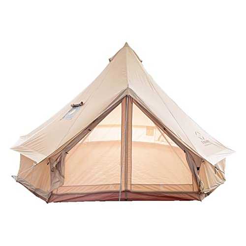 S'more Canvas Family Camping Tent for 4/6/8 Person, 4 Season Glamping Tent, Hot Tent with Stove Jack, Waterproof, Windproof, and Weather Resistant Bell, Yurt, Tipi, Teepee Tent