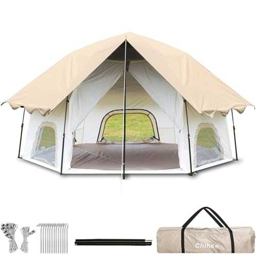 Chihee Pop-Up Stand-up Tent Camping Tents, Family Cabin with Awning Porch 3-Person Outdoor Shelter with Screen Room Large Capacity, Waterproof and Windproof, Easy Setup,Traveling Hiking Picnic