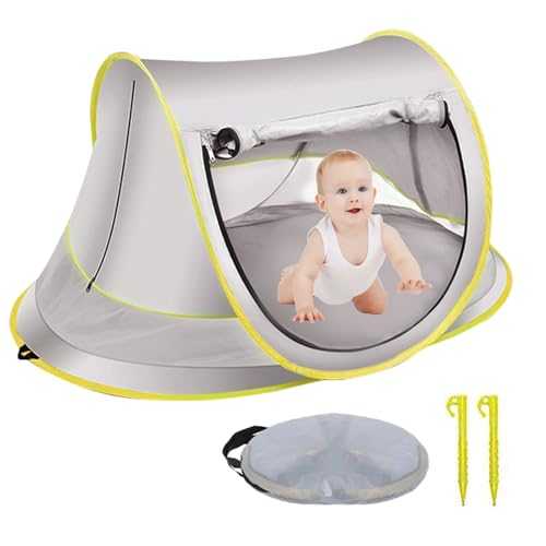 Domigard Pop Up Baby Beach Tent, Sun Shade Tent Portable Lightweight Waterproof UPF 50+ UV Protection, Beach Sun Shelter Foldable with Double Zipper for Baby, Pets for Beach, Yard, Picnic, Garden