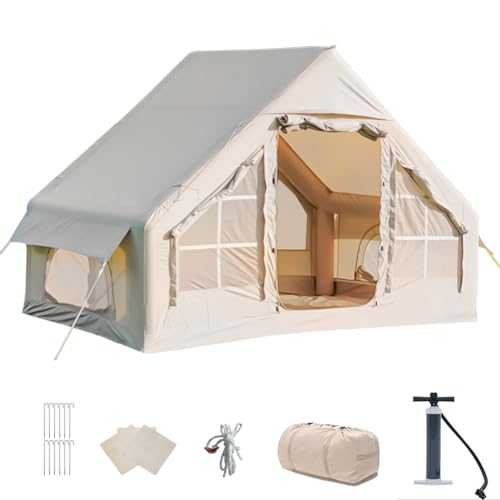 Inflatable Tents for Camping, Blow Up Tent House with Hand Pump, Easy Setup 4 Season Waterproof Windproof Oxford Air Tent Cabin House for Outdoor Camping Adult, Fit for 2-6 Person (10FTx6.6FT)