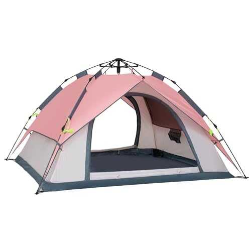 Pop Up Tent, Family Tent for 4 Person, Portable Instant Tent, Waterproof Windproof for Camping Hiking Mountaineering