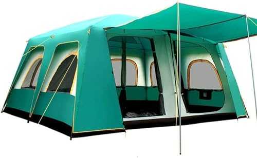 Upgrade Tent Wind Fourth Quarter Stand-alone Two-door Tent Camping Tent Immediate 16 People Backpacking Climbing Fishing 460 * 360 * 210 Cm for Backpacking Fishing (Color : Green, Size : 460X360X210cm