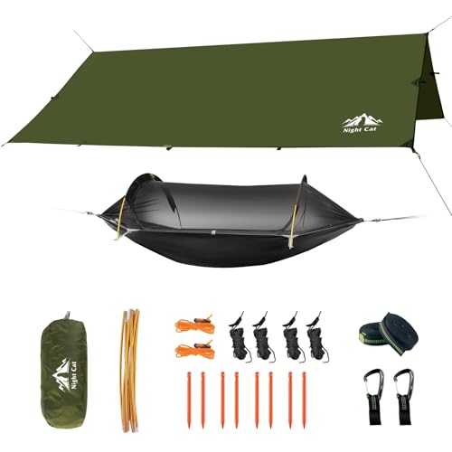 Night Cat Multi-Use Hammock Tent: Waterproof Tarp with Mosquito net Hammock for Camping Hiking