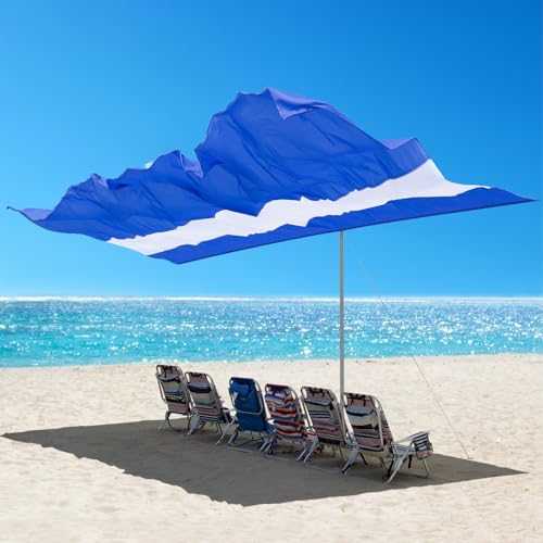 Tenrai Portable Beach Shade for 6 People, Self-adjusts As The Wind Shifts, Foldable Beach Tent，Sun Shelters, Simple and Fast Sets up, Shelter for Outdoor Beach, Fights 20 Mph Winds