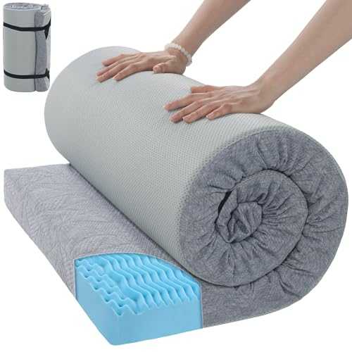 HOMBYS 3 Inch Thick Memory Foam Camping Mattress for Outdoor Sleeping, Roll Up Porable Camping Pad Mat with Knitted Cover for Travel Truck Bed Tent