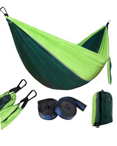 Camping Hammock, 270 x 140cm Double hammock, Travel Hammock with Straps, Ultralight Nylon Garden Hammock, Portable Breathable Hammock for Garden Outdoor Backpacking