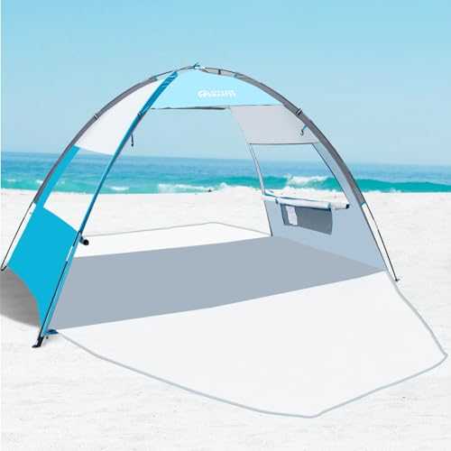 OutdoorMaster Beach Tent for 3 Person with 2 Doors, Easy Setup Sun Shade Shelter, Portable Beach Shade Sun Canopy with UPF 50+ UV Protection, Extendable Floor with Carrying Bag