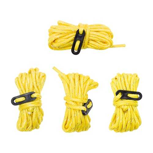 Milestone Camping 20540 Hi-Vis Guy Ropes/Pack of 4 / Multi Use Camping Essential/Yellow