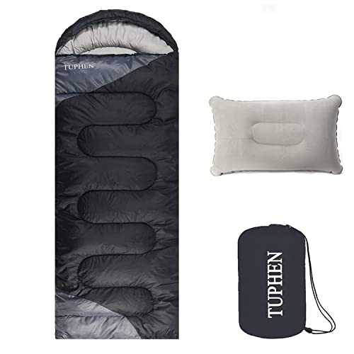 TUPHEN- Sleeping Bags for Adults Kids Boys Girls Backpacking Hiking Camping Cotton Liner, Cold Warm Weather 4 Seasons (Winter, Fall, Spring, Summer), Indoor Outdoor Use, Lightweight & Waterproof