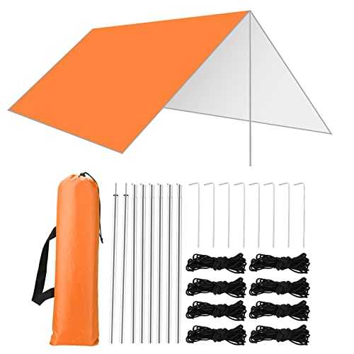 Aceshop 3M x 3M Hammock Rain Fly Tent Tarp Waterproof Windproof Snowproof Camping Tarp Camping Shelter Portable Anti-UV Sun Shelter Basha Sunshade Tarpaulin Mat for Snow Beach Camping Outdoor Travel