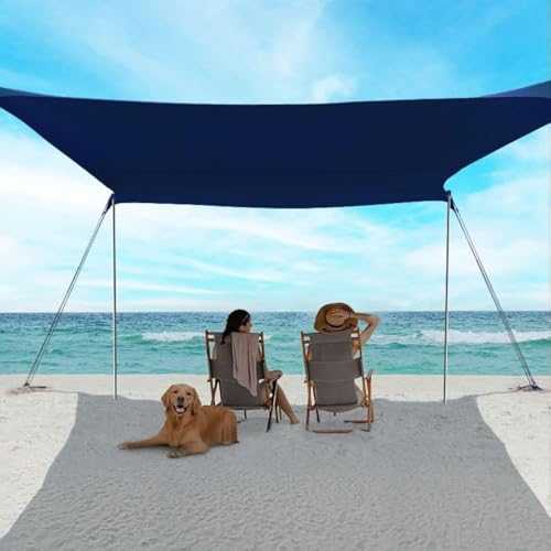 EasierHike Beach Shade Tent, 10 × 10 ft Portable Easy Pop Up Beach Canopy, UPF50+ Sun Protection Shelter, Windproof & Water Resistant, Stable with 4 Sandbags & Windproof Cords, Perfect for Family