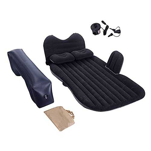 Inflatable Car Mattress, Car Bed for Back Seat, Car Air Mattress with Auto Air Pump, Portable Camping Mattress, Sleeping Pad(Black)