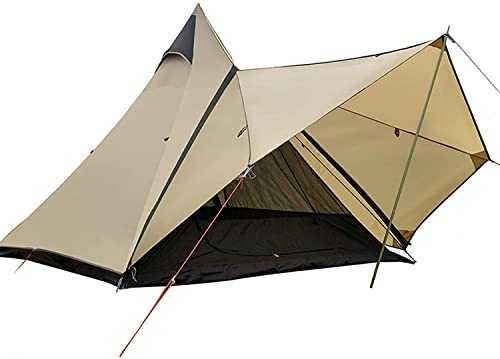 Sport Tent Detachable Awning 4 Season Waterproof Family Camping Teepee Yurt with 2 Doors and Porch for 3-4 Persons